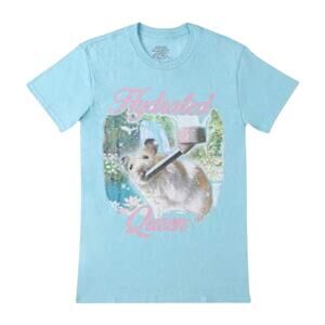 Mad Engine Hydrated Queen Quirky Funny Light Blue Graphic Tee Unisex LARGE